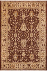 handmade Traditional Kafkaz Brown Beige Hand Knotted RECTANGLE 100% WOOL area rug 9 x 12